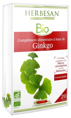 Herbesan Bio Ginkgo 20 Ampoules de 15 ml