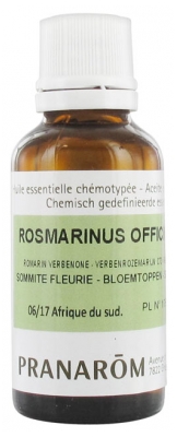 Pranarôm Huile Essentielle Romarin à Verbénone (Rosmarinus officinalis CT verbénone) Bio 30 ml