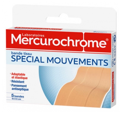 Mercurochrome Bande Tissu Spécial Mouvements 5 Bandes