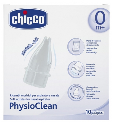 Chicco Physio Clean Soft Refills per Aspiratori Nasali da 0 Mesi in su 10 Ricariche