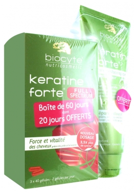 Biocyte Keratine Forte Full Spectrum 3 x 40 Gélules + Keratine Forte Après-Shampoing 200 ml
