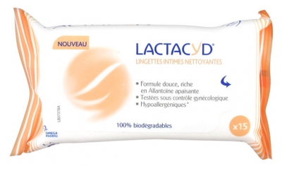 Lactacyd 15 Lingettes Intimes Nettoyantes