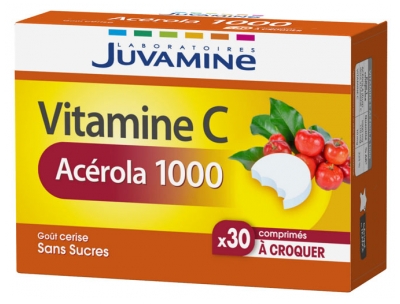Juvamine Vitamin C Acerola 1000 30 Tablets to Crunch
