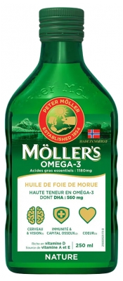 Möller's Omega 3 Huile de Foie de Morue Sans Arôme 250 ml