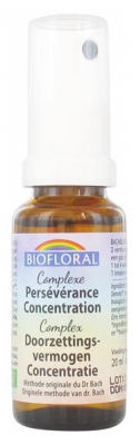 Biofloral Fleurs de Bach Complexe Persévérance Concentration C13 Bio 20 ml