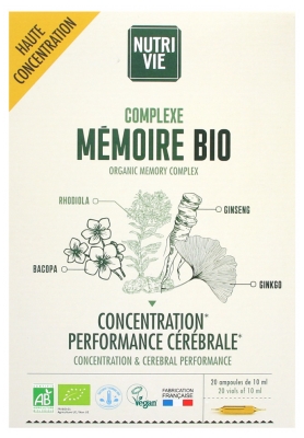 Nutrivie Complexe Mémoire Bio 20 Ampoules