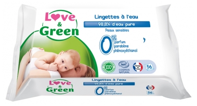 Love & Green Lingettes à l'Eau 56 Lingettes