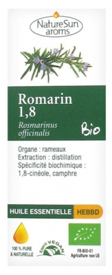 NatureSun Aroms Olio Essenziale di Rosmarino 1,8 (Rosmarinus Officinalis) Organico 10 ml