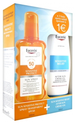 Eucerin Sun Protection Sun Spray Transparent SPF50 200 ml + Sensitive Relief After Sun Crème-Gel 150 ml
