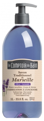 Le Comptoir du Bain Savon Traditionnel de Marseille Olive-Lavande 1 L