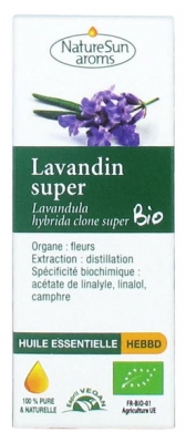 NatureSun Aroms Bioloģiskā Lavandīna Super (Lavandula hybrida klons super) Ēteriskā Eļļa 10 ml