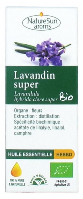 NatureSun Aroms Organic Essential Oil Super Lavandula (Lavandula Hybrida Clone Super) 10ml