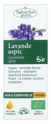 NatureSun Aroms Organic Essential Oil Aspic Lavender (Lavandula Spica) 10ml