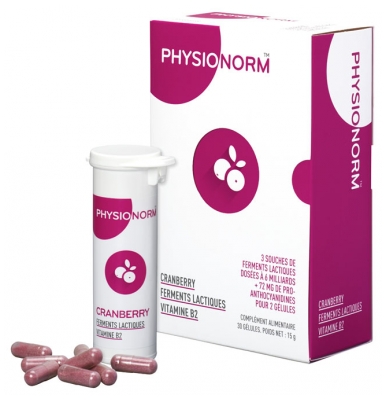 Laboratoire Immubio Physionorm Cranberry Lactic Ferments Vitamin B2 30 Capsules
