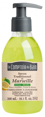 Le Comptoir du Bain Savon Traditionnel de Marseille Citron-Menthe 300 ml