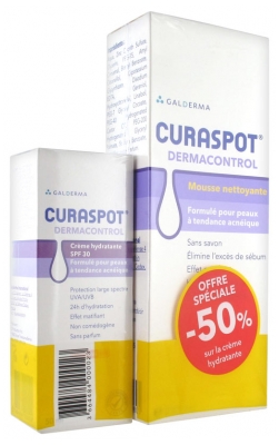 Galderma Curaspot Dermacontrol Mousse Nettoyante 235 ml + Crème Hydratante SPF30 50 ml