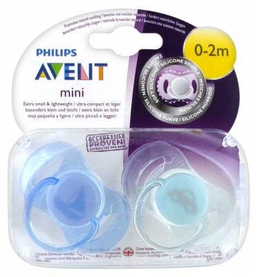Avent 2 Sucettes Orthodontiques Silicone 0-2 Mois