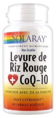 Solaray Levure de Riz Rouge CoQ-10 60 Capsules Végétales