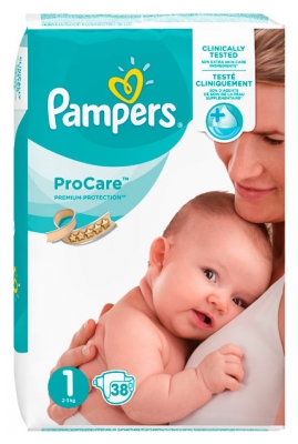 Pampers ProCare Premium Protection 38 Couches Taille 1 (2-5 kg)