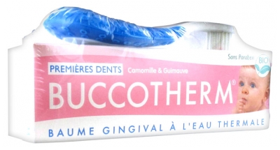 Buccotherm Premières Dents Baume Gingival à l'Eau Thermale 50 ml + 1 Brosse à Dents - Couleur : Bleu