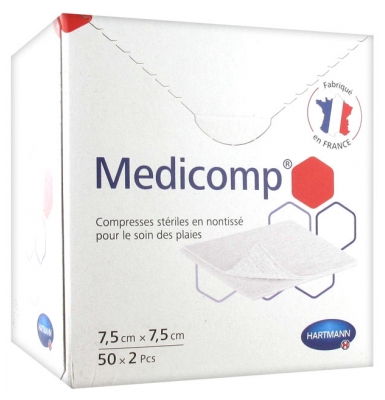 Hartmann Medicomp Compresses en Non-Tissé Stériles 7,5 x 7,5 cm 50 x 2 Pcs