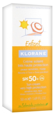Klorane Enfant Crème Solaire Très Haute Protection SPF50+ 50 ml