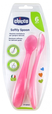 Chicco Lingurițe Moi Softly Spoon 2, 6 Luni și + - Culoare: Trandafir