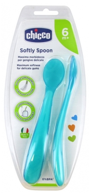 Chicco Softy Spoon 2 Softly Spoons 6 Months and + - Colour: Blue