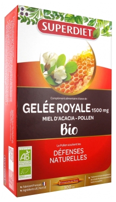 Superdiet Organic Royal Jelly Acacia Honey Pollen 20 Phials