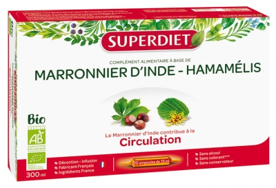 Superdiet Organic Horse Chestnut Hamamelis 20 Phials