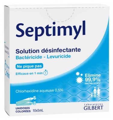 Gilbert Septimyl Solution Désinfectante Chlorhexidine Aqueuse 0,5% 10 x 5 ml