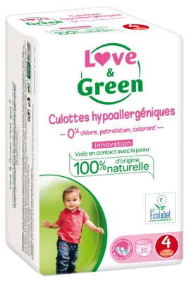 Love & Green Hipoalergena Hlačne Plenice 20 Hlačic Velikost 4 (8-15 kg)