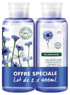 Klorane Eau Micellaire au Bleuet Lot de 2 x 400 ml