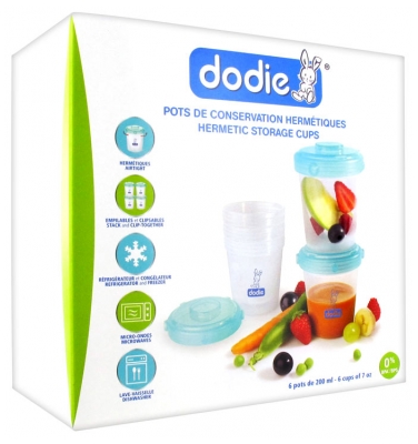 Dodie Hermetic Storage Cups 6 Cups of 200ml