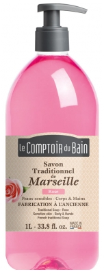 Le Comptoir du Bain Savon Traditionnel de Marseille Rose 1 L