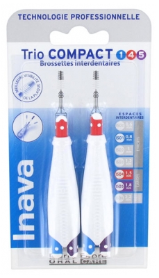 Inava Trio Compact 6 Brossettes Interdentaires - Taille : ISO1/4/5 0,8/1,5/1,8 mm