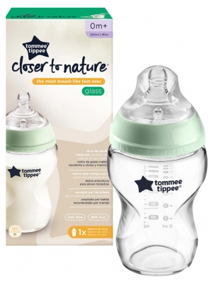 Tommee Tippee Closer To Nature Anti-Colic Baby Bottle in Glass 250ml 0 Months and +