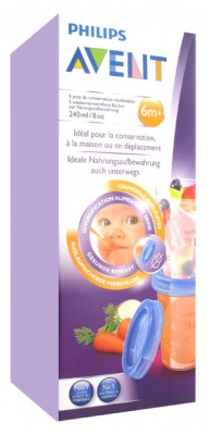 Avent Pots De Conservation Reutilisables 240 Ml 6 Mois Et 5 Pots
