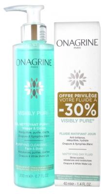 Onagrine Visibly Pure Purifying Cleansing Gel 200ml + Mattifying Day Fluid 40ml