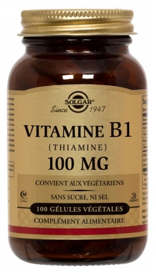 Solgar Vitamine B1 (Thiamine) 100 mg 100 Gélules Végétales