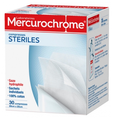 Mercurochrome 30 Compresses Stériles Coton