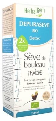 HerbalGem Depuraseve Bio Detox Sève de Bouleau Fraîche 250 ml
