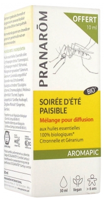 Pranarôm Aromapic Soirée d'Été Paisible Mélange pour Diffusion Bio 20 ml + 10 ml Offert