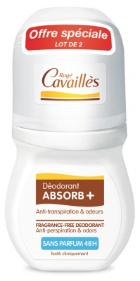 Rogé Cavaillès Déodorant Absorb+ Sans Parfum 48H Lot de 2 x 50 ml