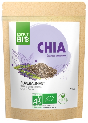Esprit Bio Chia Graines à Saupoudrer Superaliment 200 g
