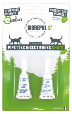 Biorepul s' Pipettes Insectifuges Chats 2 Pipettes