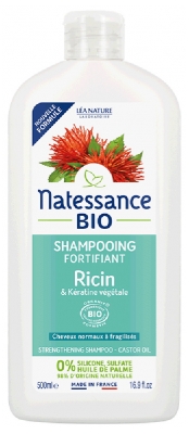 Natessance Shampoing Fortifiant Ricin Bio et Kératine Végétale 500 ml