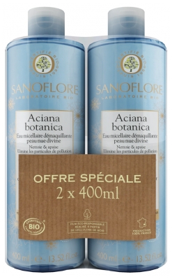 Sanoflore Aciana Botanica Organic Divine Bare Skin Cleansing Micellar Water 2 x 400 ml batch
