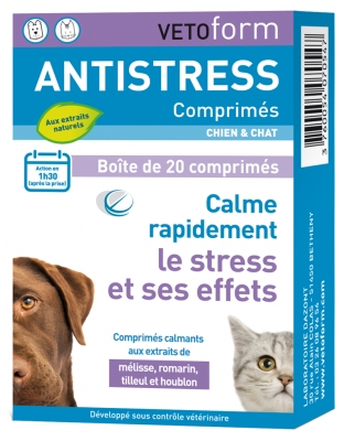 Vetoform Antistress Tabletter Hund och Katt 20 Tabletter