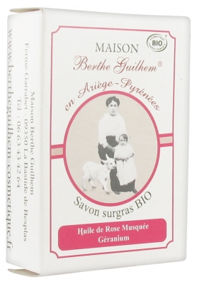 Maison Berthe Guilhem Savon Surgras Bio Huile de Rose Musquée Géranium 100 g